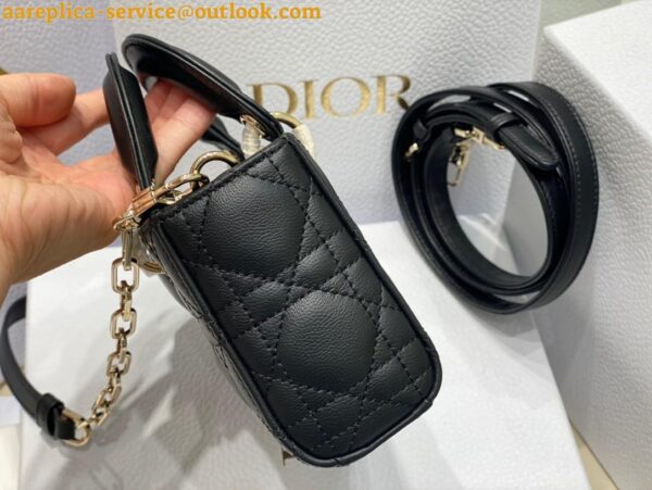 Replica Dior Lady D-Joy Micro Bag In Black Cannage Lambskin 5