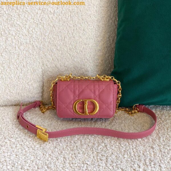 Replica Dior Caro Micro Bag In Pink Cannage Calfskin 13