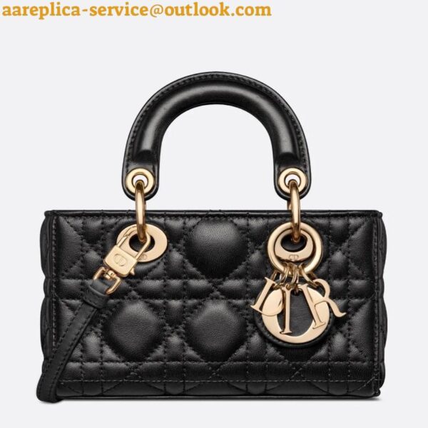 Replica Dior Lady D-Joy Micro Bag In Black Cannage Lambskin 6