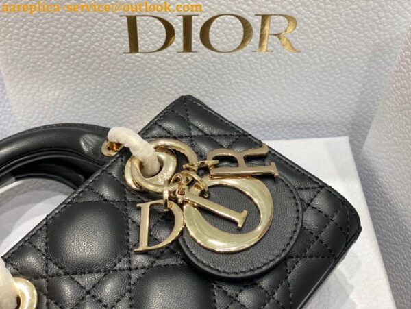 Replica Dior Lady D-Joy Micro Bag In Black Cannage Lambskin 7