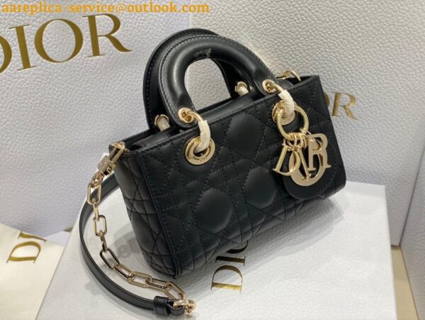 Replica Dior Lady D-Joy Micro Bag In Black Cannage Lambskin 8