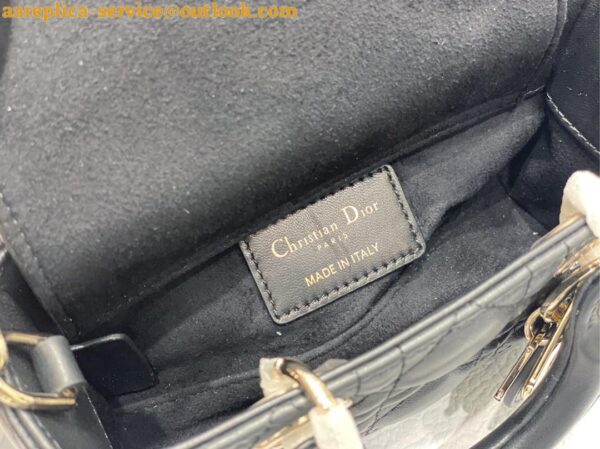 Replica Dior Lady D-Joy Micro Bag In Black Cannage Lambskin 9