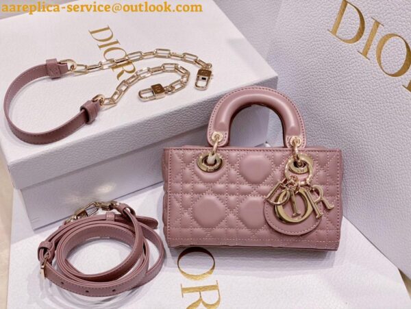 Replica Dior Lady D-Joy Micro Bag In Peony Pink Cannage Lambskin 3