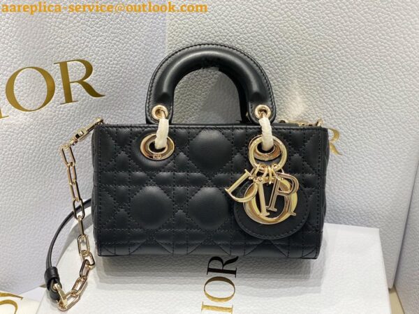 Replica Dior Lady D-Joy Micro Bag In Black Cannage Lambskin 12