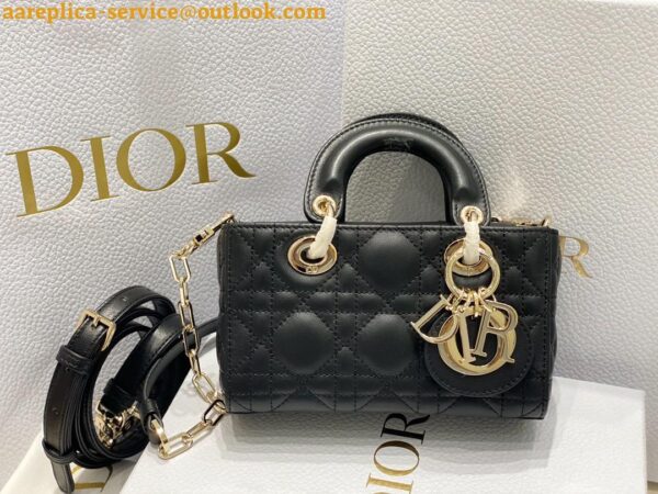 Replica Dior Lady D-Joy Micro Bag In Black Cannage Lambskin 13