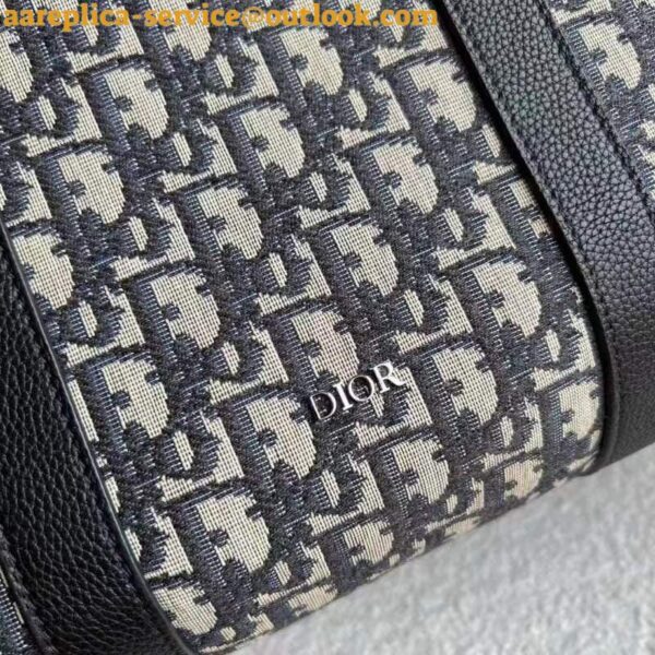 Replica Dior Lingot 50 Duffle Bag In Black Oblique Jacquard 11