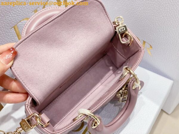 Replica Dior Lady D-Joy Micro Bag In Peony Pink Cannage Lambskin 7