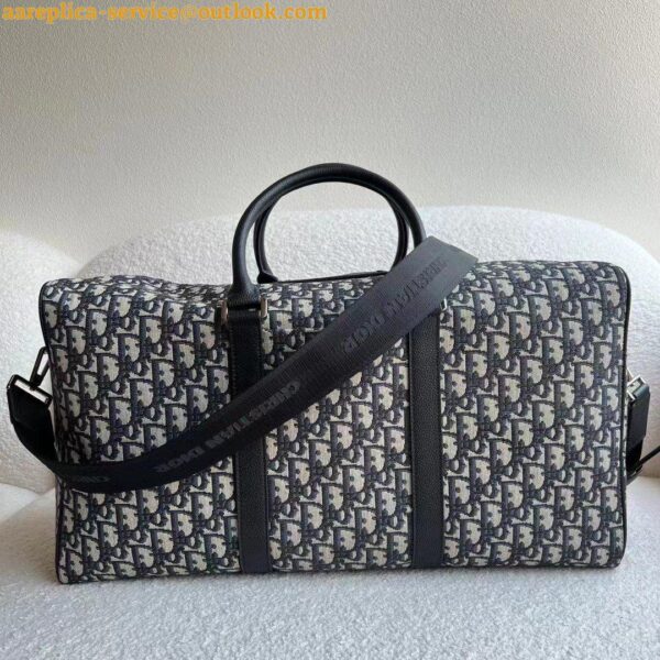 Replica Dior Lingot 50 Duffle Bag In Black Oblique Jacquard 16