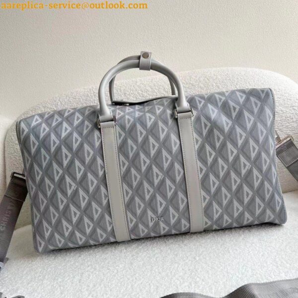 Replica Dior Lingot 50 Duffle Bag In Gray CD Diamond Canvas 8