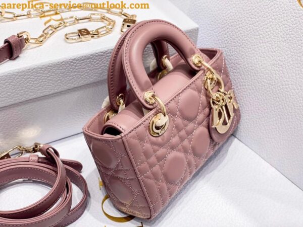 Replica Dior Lady D-Joy Micro Bag In Peony Pink Cannage Lambskin 12