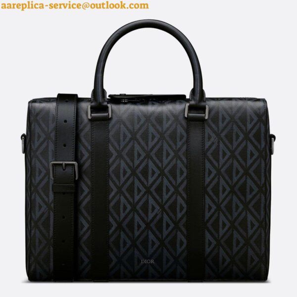 Replica Dior Lingot Briefcase in Black CD Diamond Canvas 3