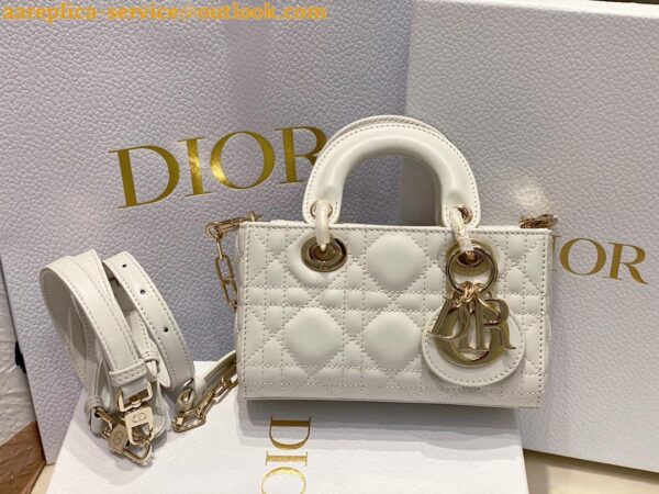 Replica Dior Lady D-Joy Micro Bag In White Cannage Lambskin 8