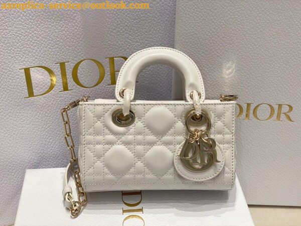 Replica Dior Lady D-Joy Micro Bag In White Cannage Lambskin 9