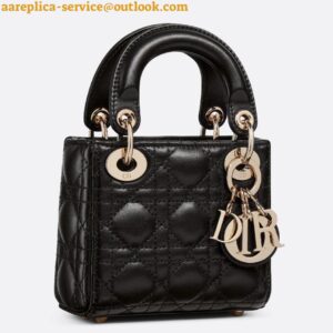 Replica Dior Lady Dior Micro Bag In Black Cannage Lambskin 2