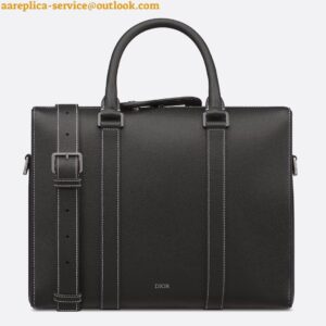 Replica Dior Lingot Briefcase in Black Grained Calfskin 2