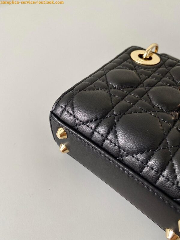 Replica Dior Lady Dior Micro Bag In Black Cannage Lambskin 7