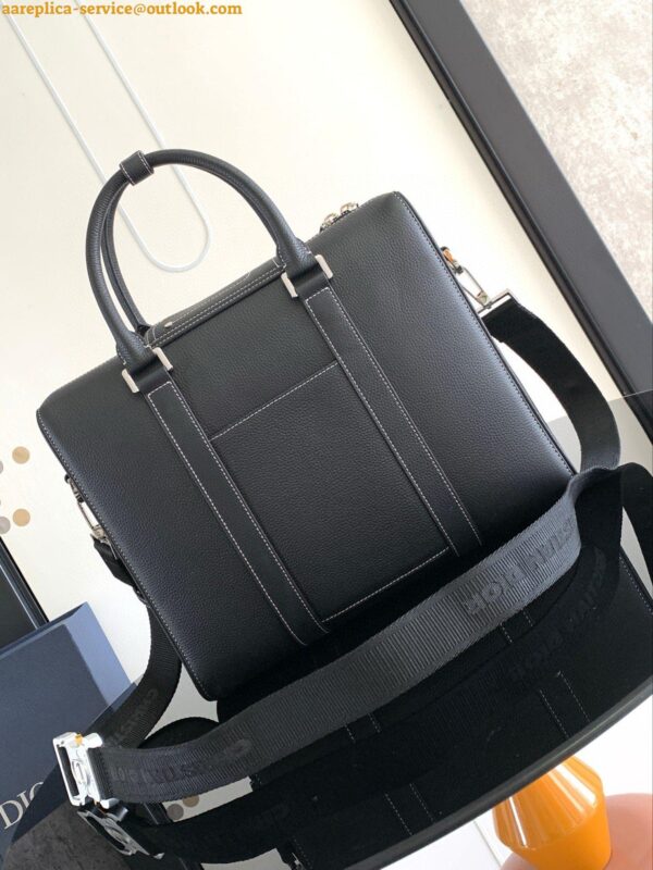 Replica Dior Lingot Briefcase in Black Grained Calfskin 5