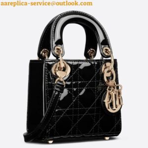 Replica Dior Lady Dior Micro Bag In Black Patent Cannage Calfskin