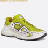 Replica Dior Men's B30 Sneakers In Green Mesh and Ivory Fabric