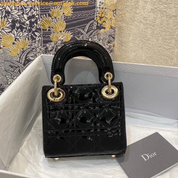 Replica Dior Lady Dior Micro Bag In Black Patent Cannage Calfskin 5