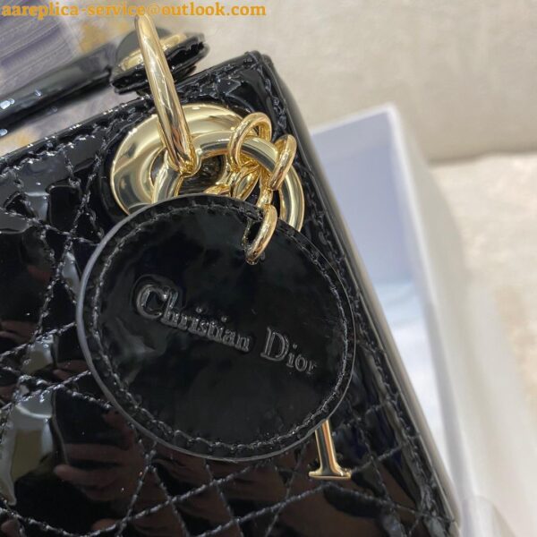 Replica Dior Lady Dior Micro Bag In Black Patent Cannage Calfskin 8