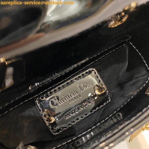 Replica Dior Lady Dior Micro Bag In Black Patent Cannage Calfskin 9