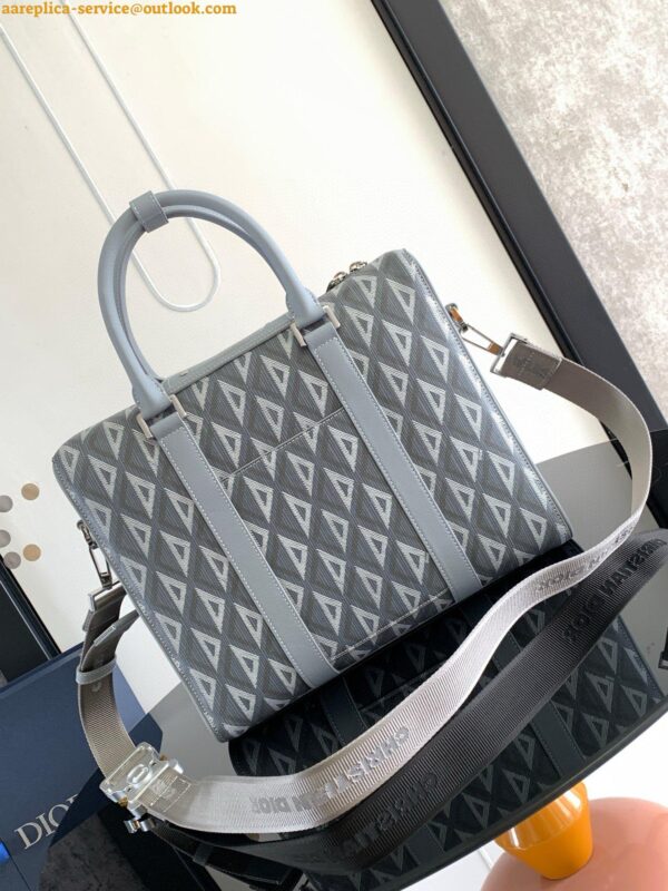 Replica Dior Lingot Briefcase in Grey CD Diamond Canvas 7