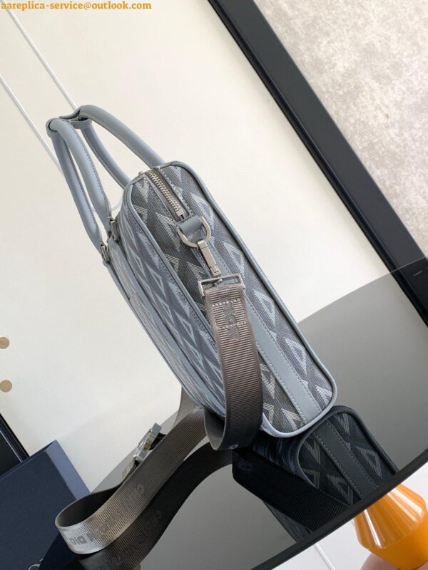 Replica Dior Lingot Briefcase in Grey CD Diamond Canvas 8