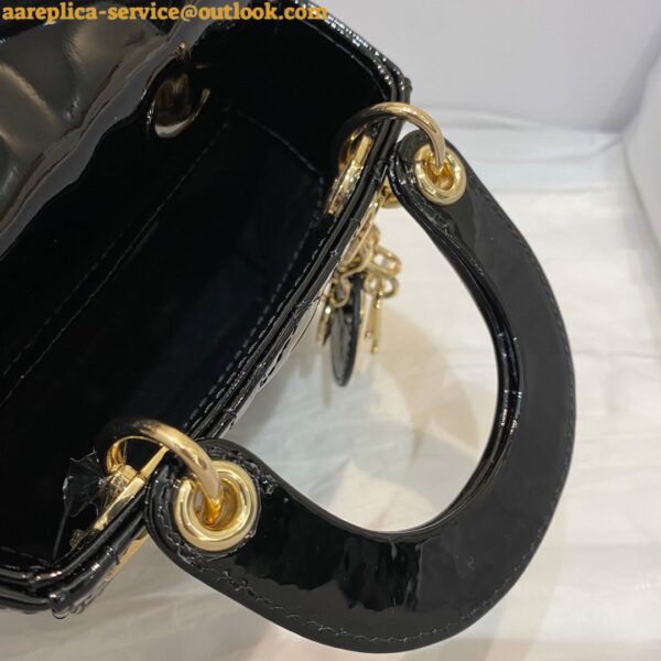 Replica Dior Lady Dior Micro Bag In Black Patent Cannage Calfskin 12