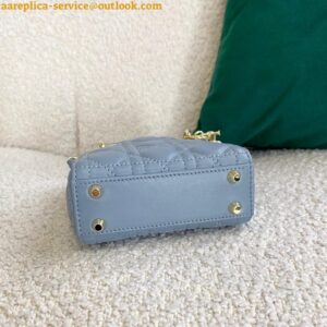 Replica Dior Lady Dior Micro Bag In Blue Cannage Lambskin 2