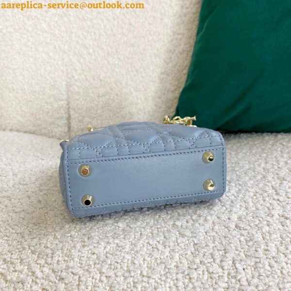 Replica Dior Lady Dior Micro Bag In Blue Cannage Lambskin 4