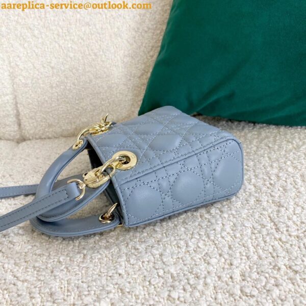 Replica Dior Lady Dior Micro Bag In Blue Cannage Lambskin 6