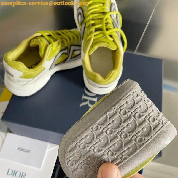 Replica Dior Men's B30 Sneakers In Yellow Mesh and White Fabric 11