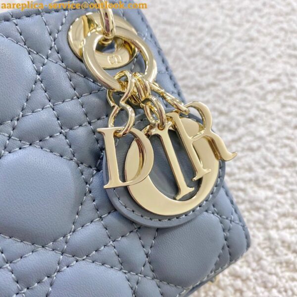 Replica Dior Lady Dior Micro Bag In Blue Cannage Lambskin 7