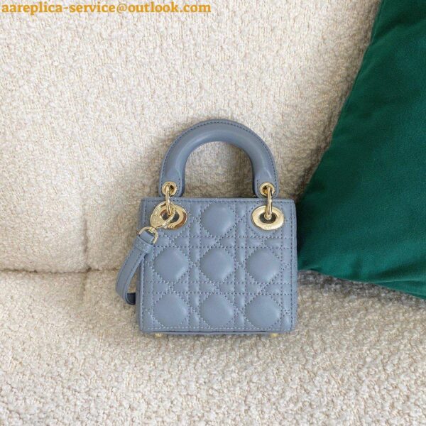 Replica Dior Lady Dior Micro Bag In Blue Cannage Lambskin 10