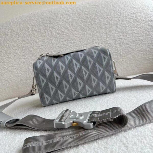 Replica Dior Lingot Messenger Bag In Gray CD Diamond Canvas 6