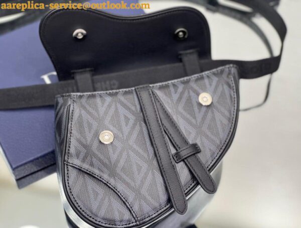 Replica Dior Men's Mini Saddle Bag In Black CD Diamond Canvas 9