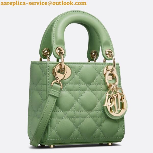 Replica Dior Lady Dior Micro Bag In Mint Cannage Lambskin