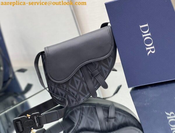 Replica Dior Men's Mini Saddle Bag In Black CD Diamond Canvas 8