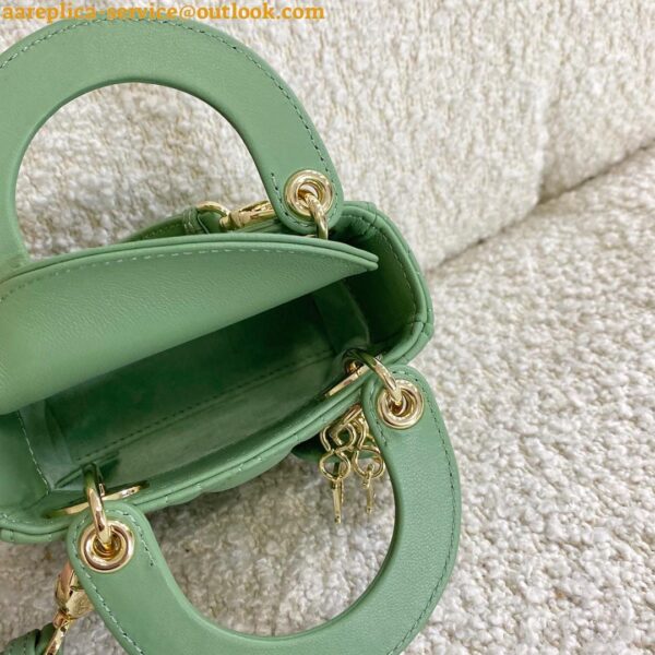 Replica Dior Lady Dior Micro Bag In Mint Cannage Lambskin 5