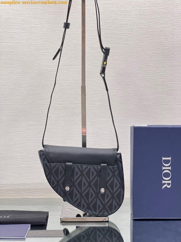 Replica Dior Men's Mini Saddle Bag In Black CD Diamond Canvas 12