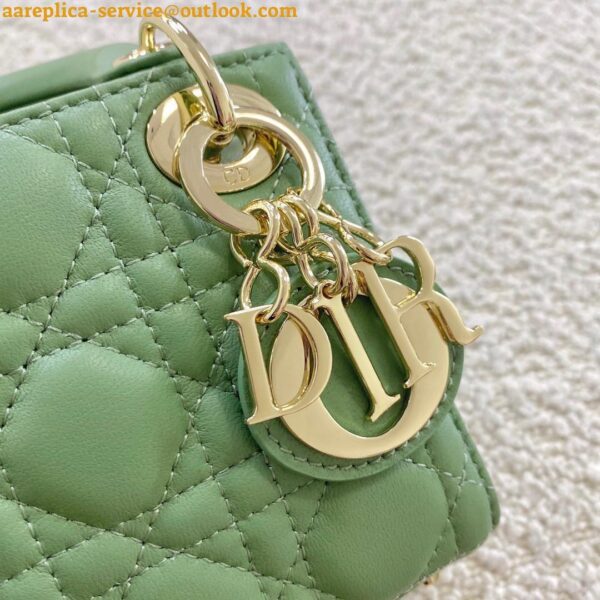 Replica Dior Lady Dior Micro Bag In Mint Cannage Lambskin 7