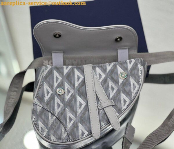 Replica Dior Men's Mini Saddle Bag In Gray CD Diamond Canvas 7