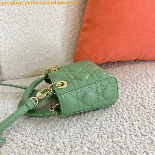 Replica Dior Lady Dior Micro Bag In Mint Cannage Lambskin 8