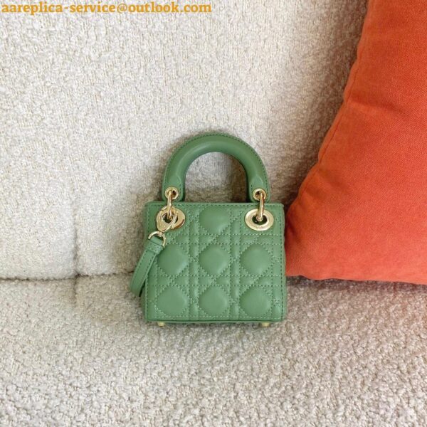 Replica Dior Lady Dior Micro Bag In Mint Cannage Lambskin 9