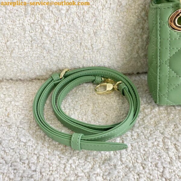 Replica Dior Lady Dior Micro Bag In Mint Cannage Lambskin 11