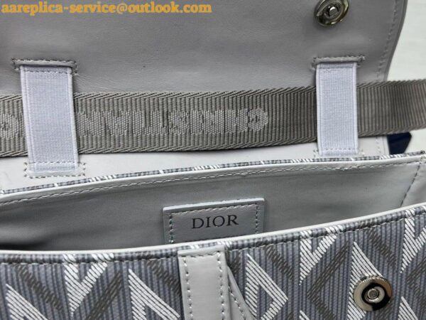 Replica Dior Men's Mini Saddle Bag In Gray CD Diamond Canvas 10