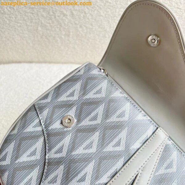 Replica Dior Men's Mini Saddle Bag In Gray CD Diamond Canvas 15