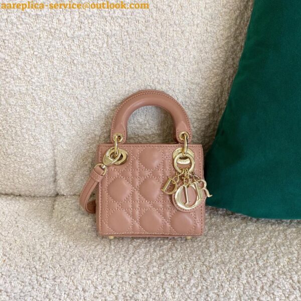 Replica Dior Lady Dior Micro Bag In Poudre Cannage Lambskin 10