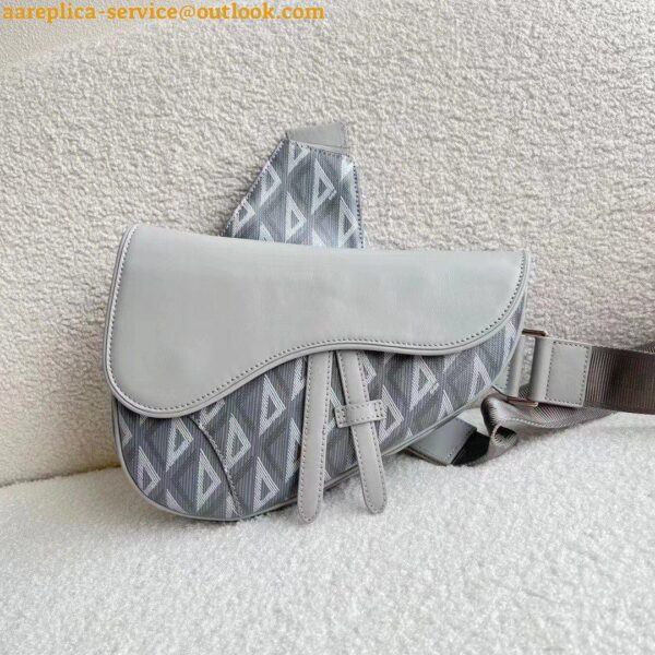 Replica Dior Men's Mini Saddle Bag In Gray CD Diamond Canvas 20